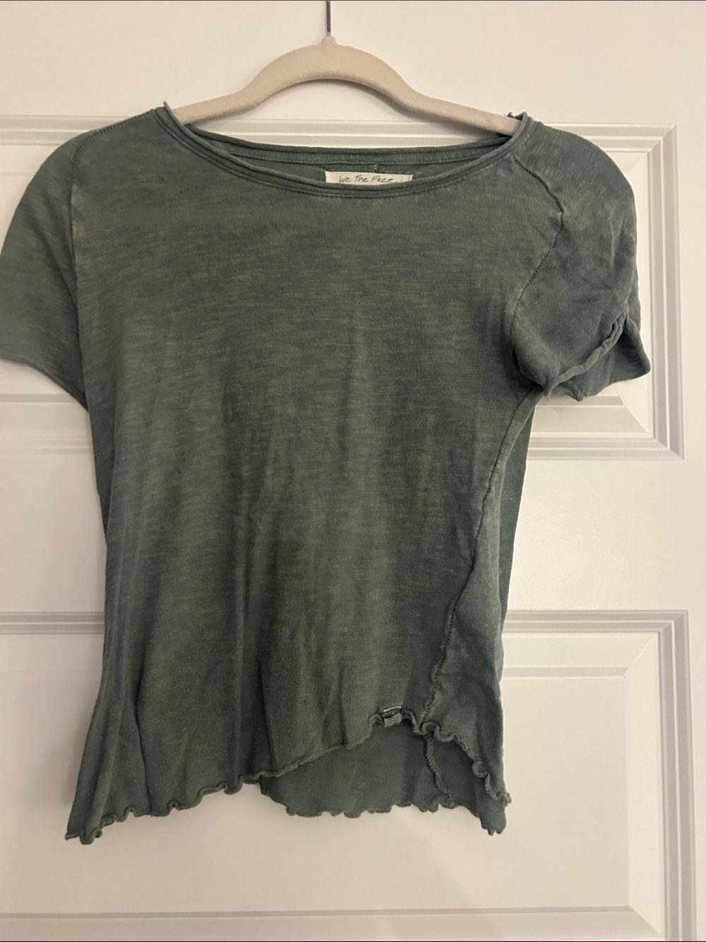 We The Free Olive Green Slub Knit Short Sleeve Tee